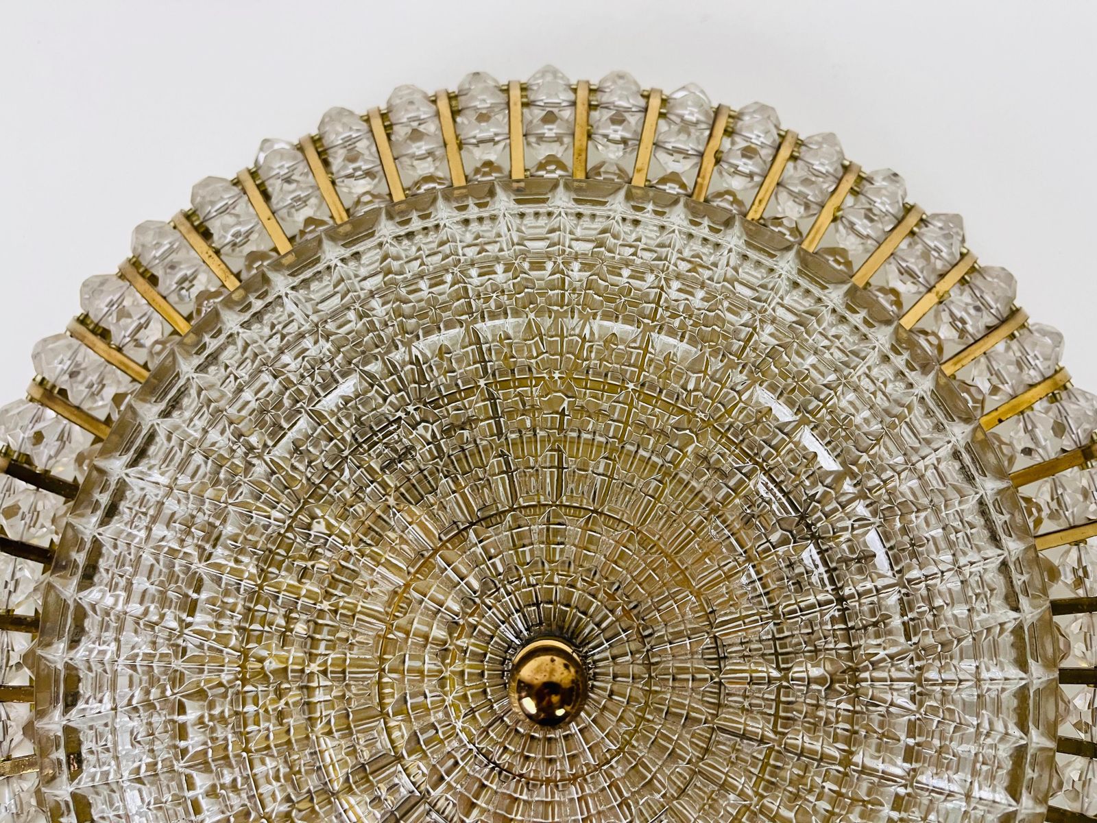 Glass And Brass Flush Mount By Emil Stejnar For Rupert Nikoll, 1960s photo vintage