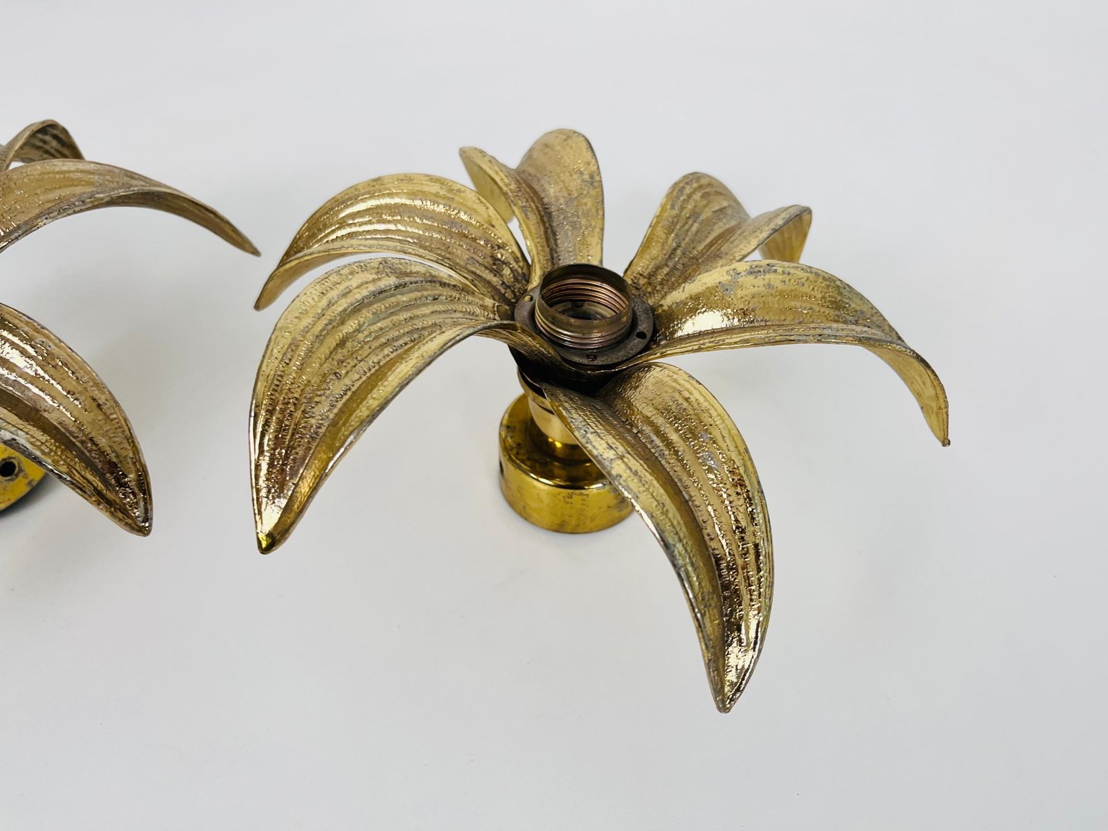 Set Of 2 Golden Florentine Flower Shape Flushmounts By Willy Daro For Massive photo 683.0