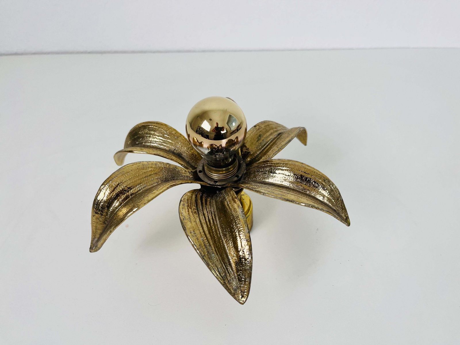 photo furniture Set Of 2 Golden Florentine Flower Shape Flushmounts By Willy Daro For Massive