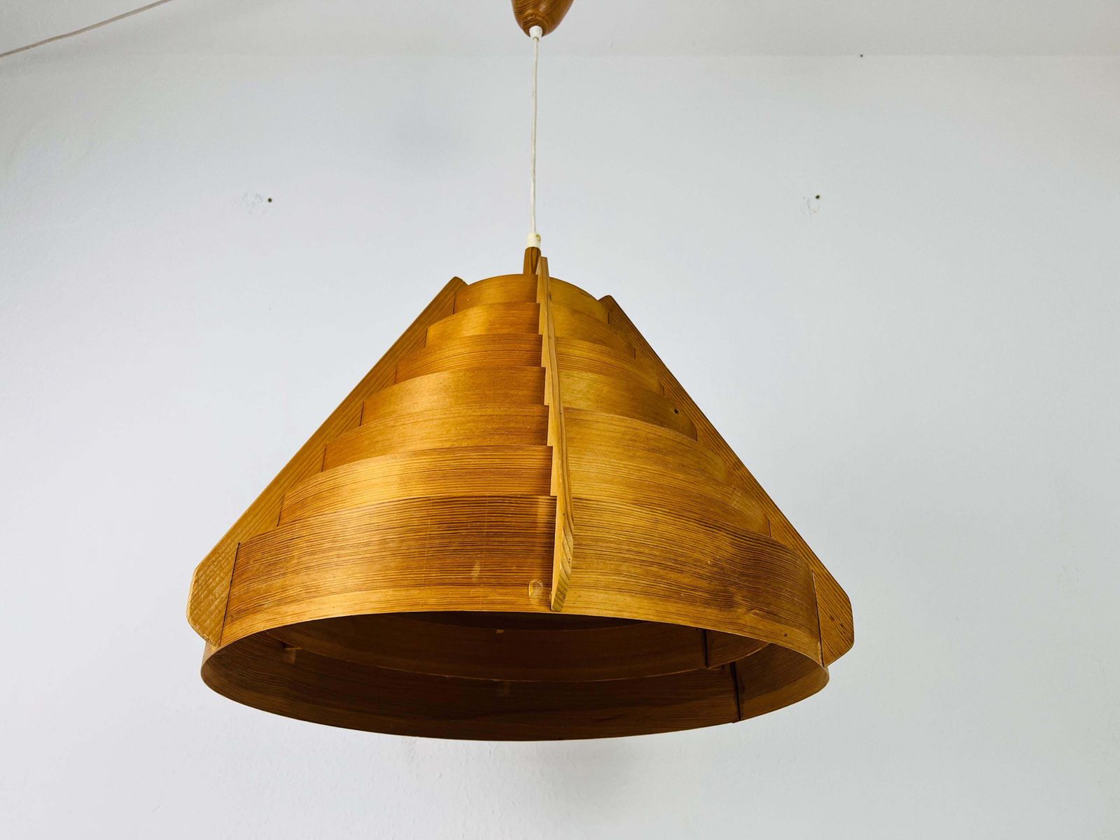 Mid Century Wooden Pendant Lamp By Hans Agne Jakobsson, Sweden, 1960s photo for sale