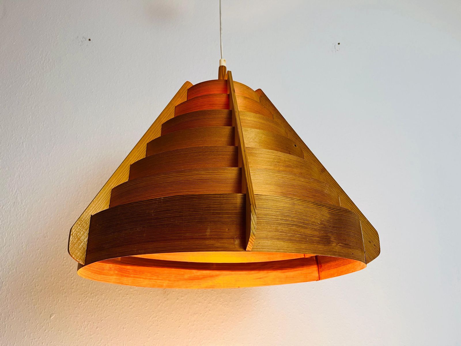 Mid Century Wooden Pendant Lamp By Hans Agne Jakobsson, Sweden, 1960s photo vinterior