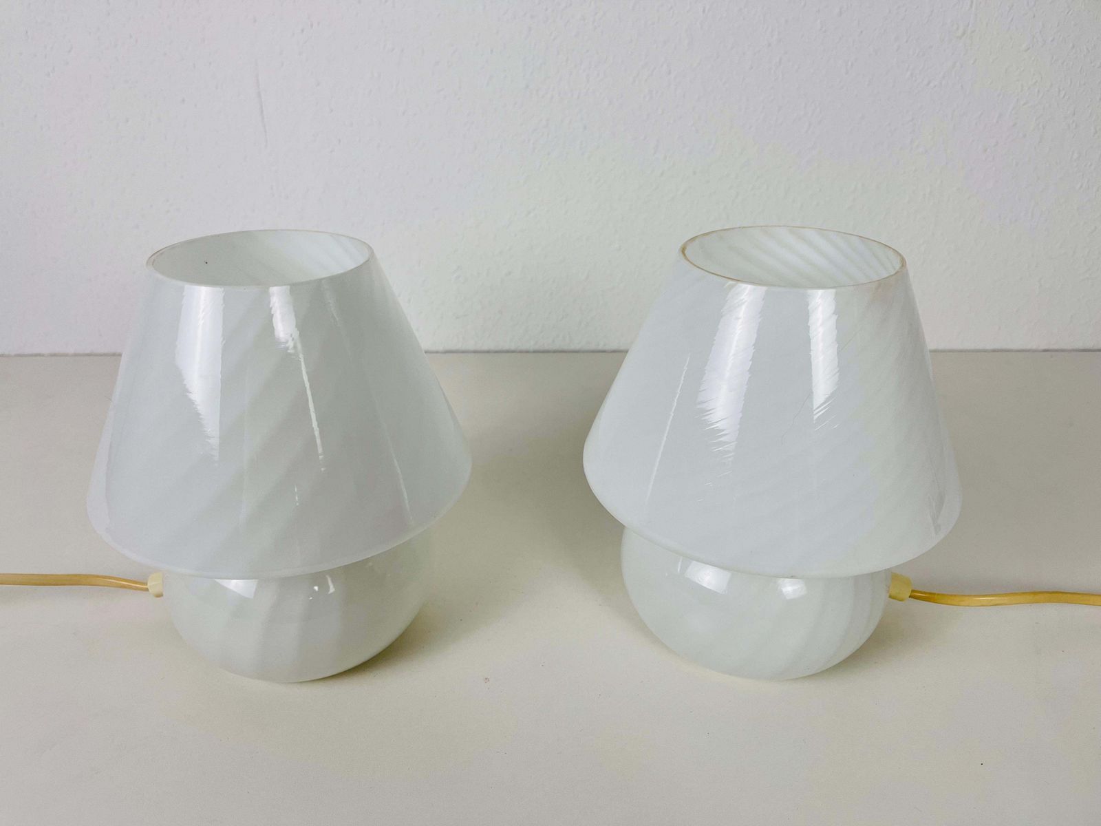 Pair Of Vetri D‘Arte Murano Glass Mushroom Table Lamps, Italy, 1970s photo vinterior