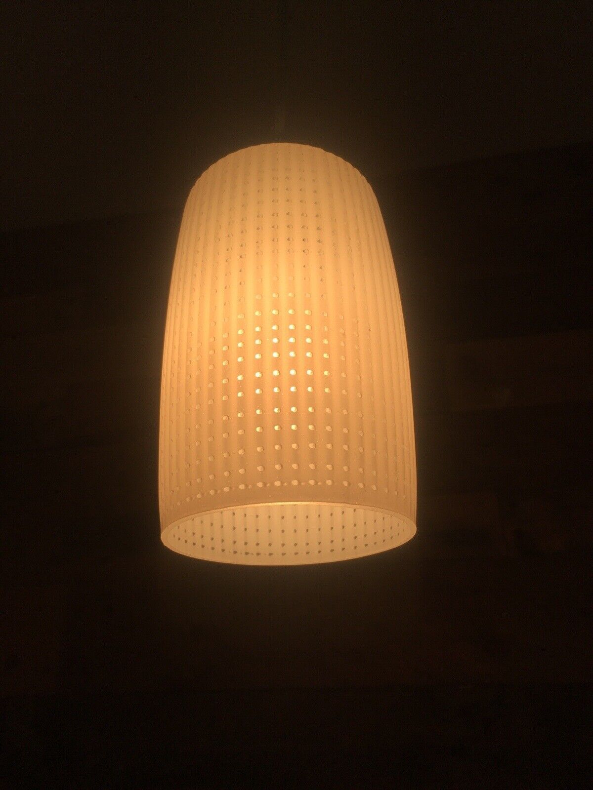 70's Rippled Op Art Dotted Textured Glass Lamp Shade Vintage Retro Space Age 60s photo Lighting