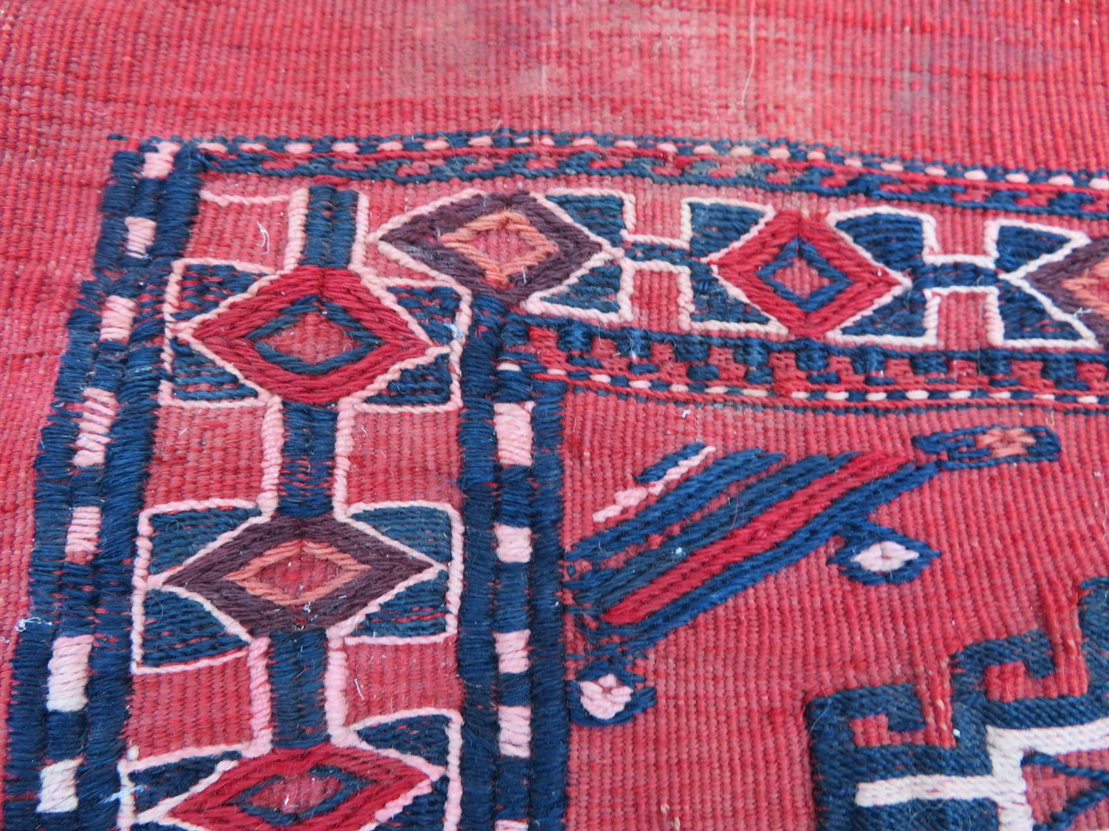 photo for sale Early Antique Saryk Tekke Turkmen Chuval.Complete With Back.Flat Woven Details. Mid 19th Century .