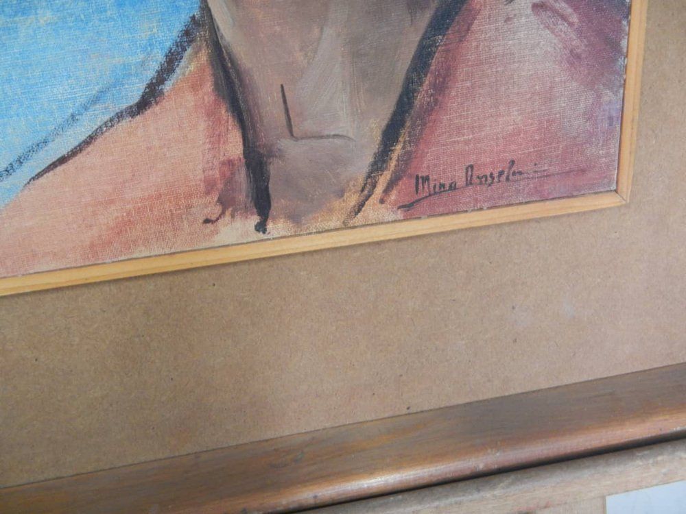 Art Mina Anselmi, Oil On Plywood, Woman, 1940s photo