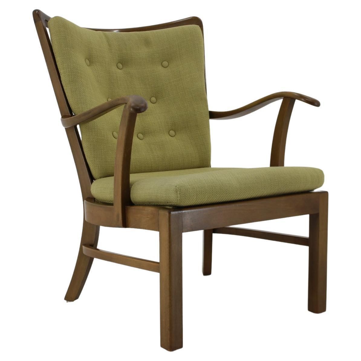 1940s Fritz Hansen Beech Armchair By Soren Hansen Model 1628 , Denmark