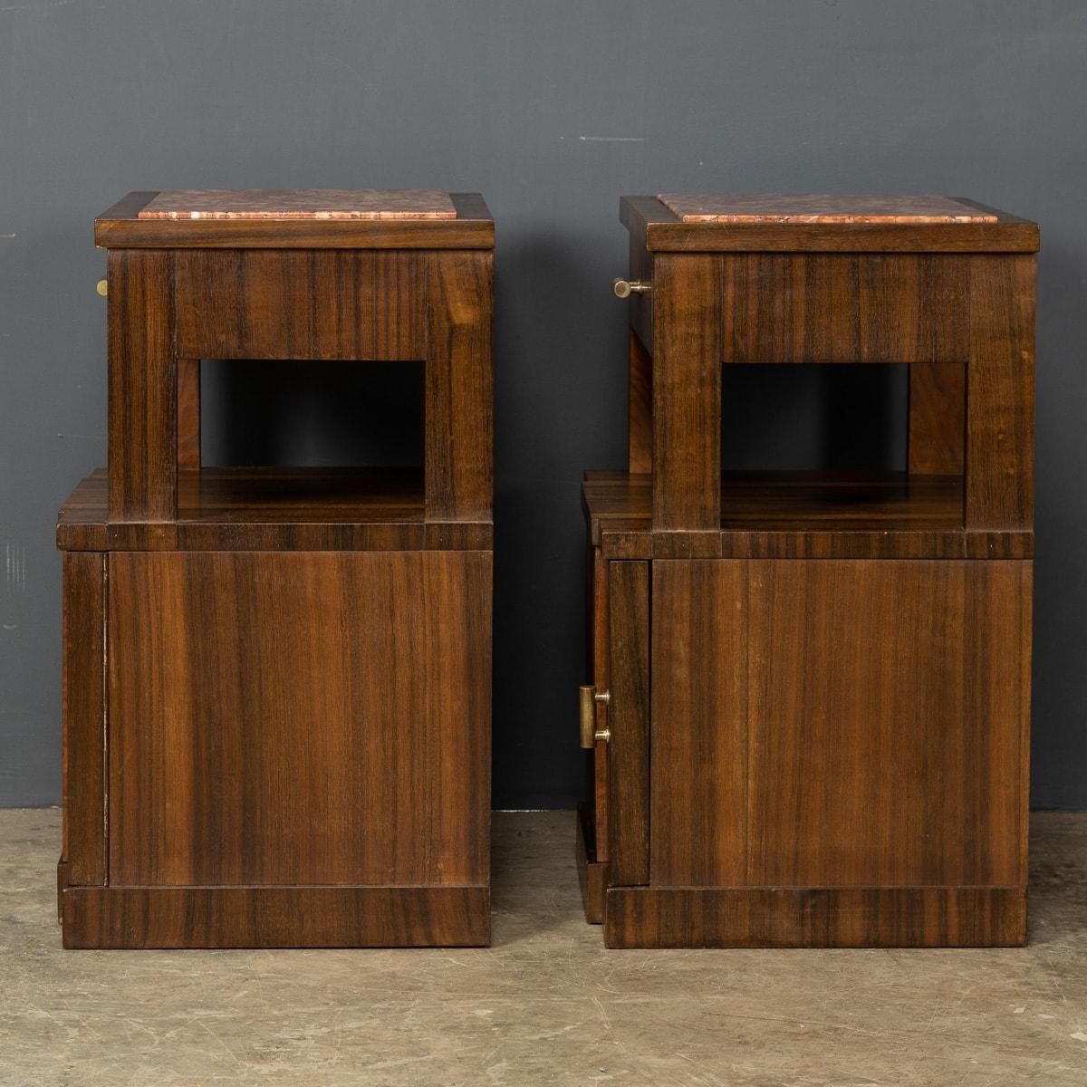 20th Century Italian Pair Of Kingwood & Marble Bedside Cabinets, C.1950 photo 2595.0