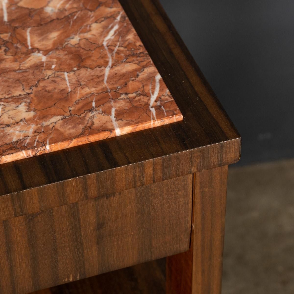 photo furniture 20th Century Italian Pair Of Kingwood & Marble Bedside Cabinets, C.1950