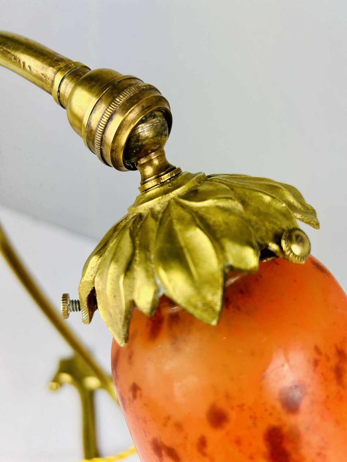 A Daum Nancy Art Nouveau Col De Cygne Desk Lamp, France Circa 1920. photo vintage