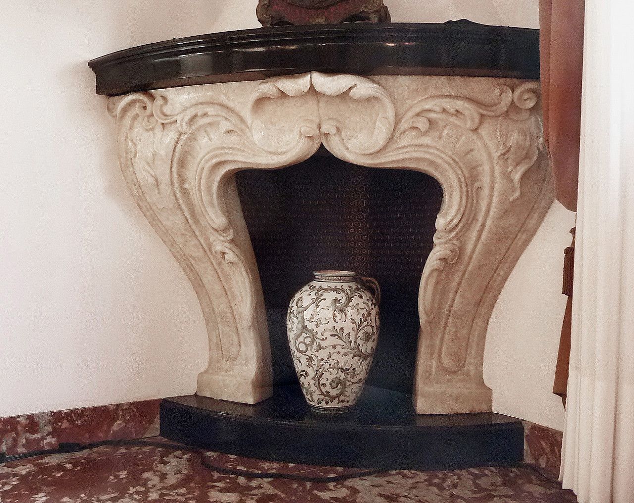 Honey Onyx Fireplace In Baroque Style, 1940s photo furniture