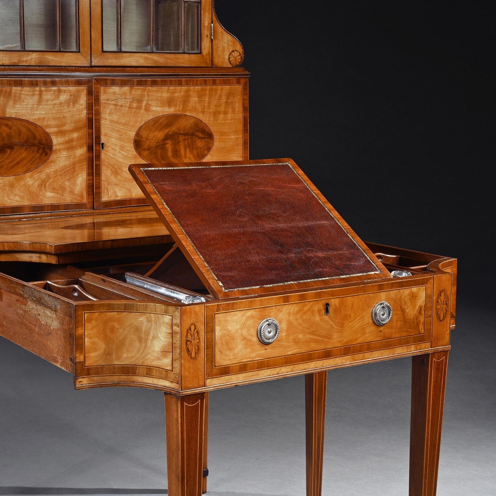 An Important 18th Century George III Satinwood And Sabicu Writing Cabinet photo for sale