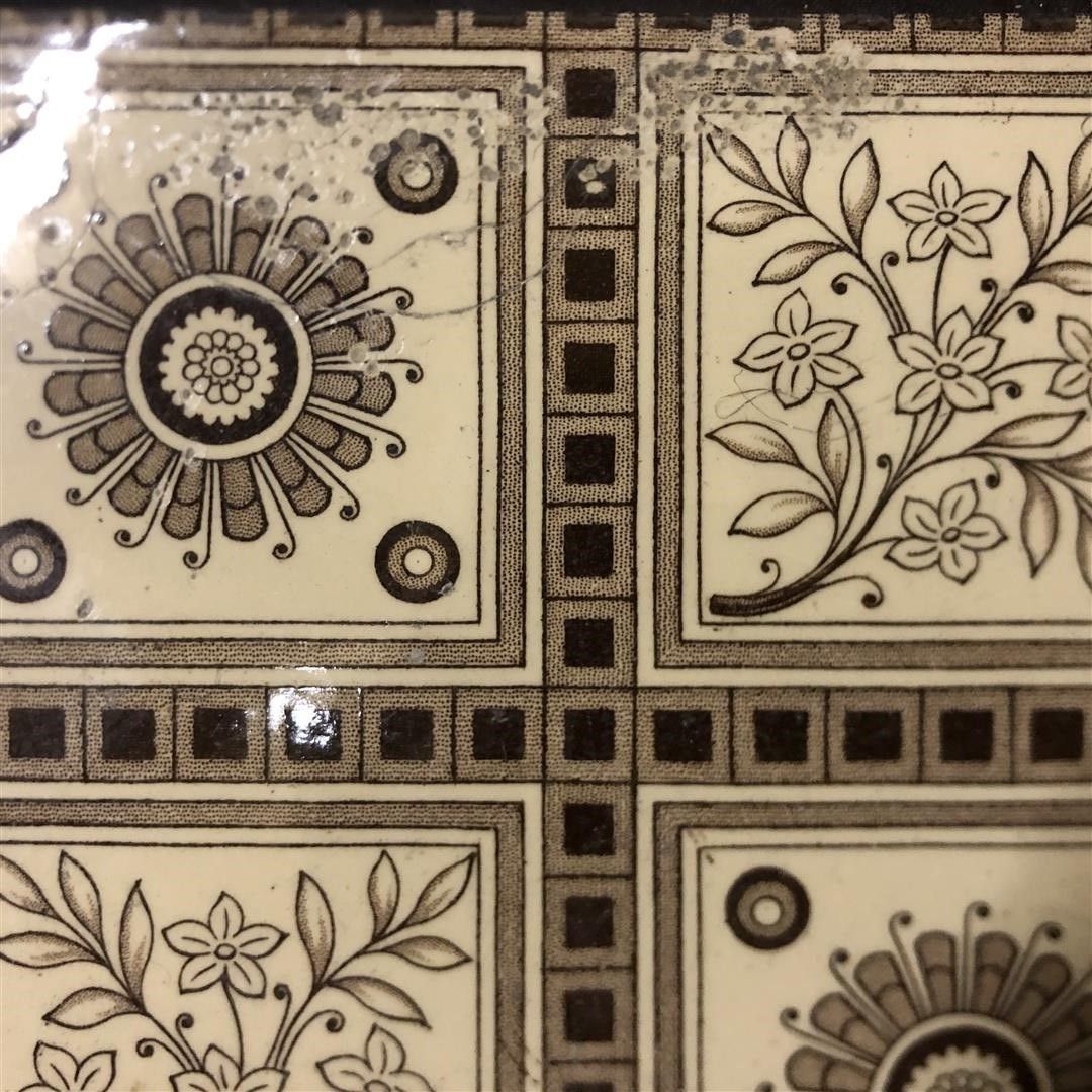 Nine Antique Ceramic Fireplace Tiles 1800's 0024 photo for sale
