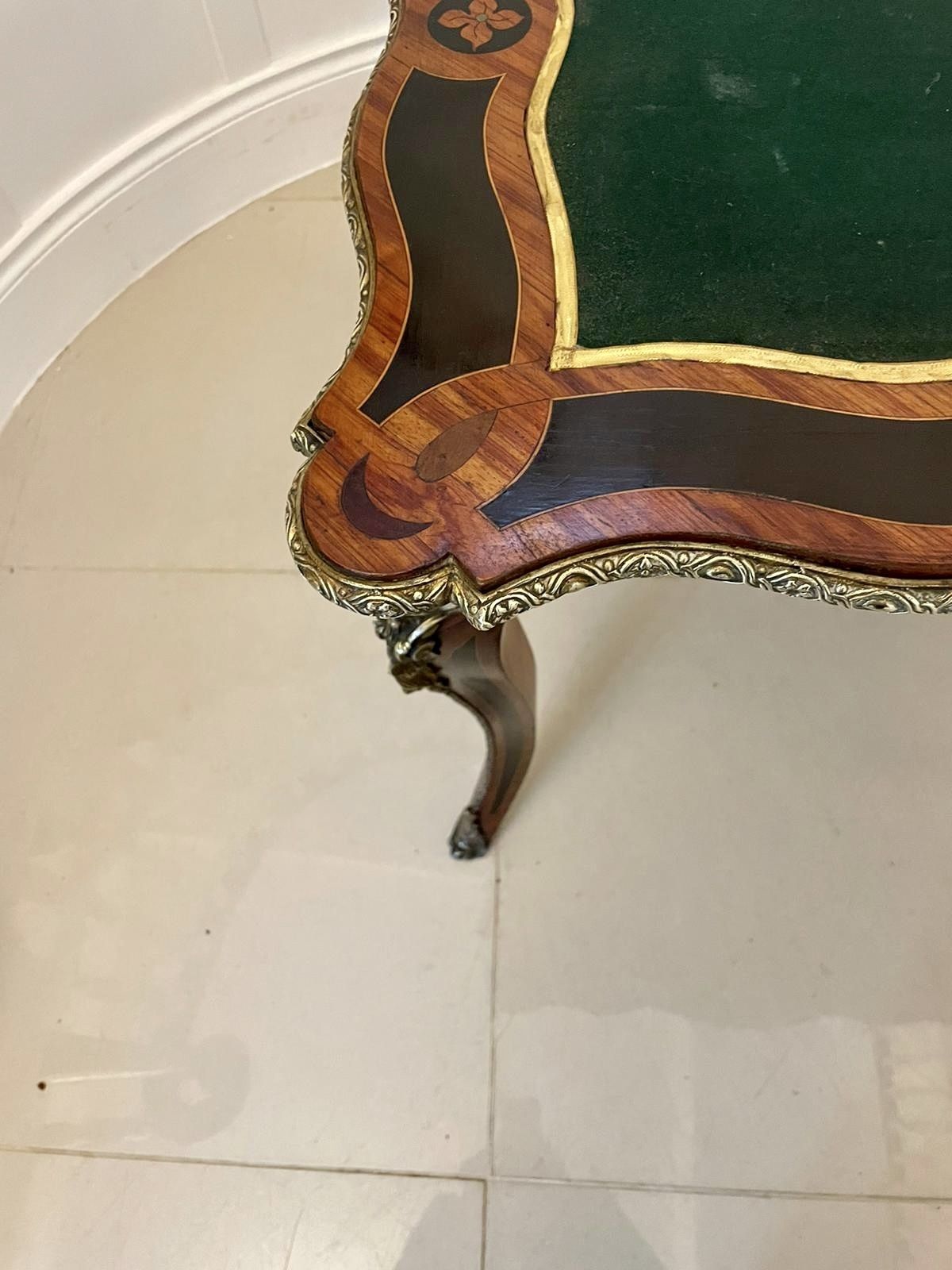 Fine Quality Antique 19th Century French Kingwood Marquetry Inlaid Ormolu Mounted Card Table photo vintage