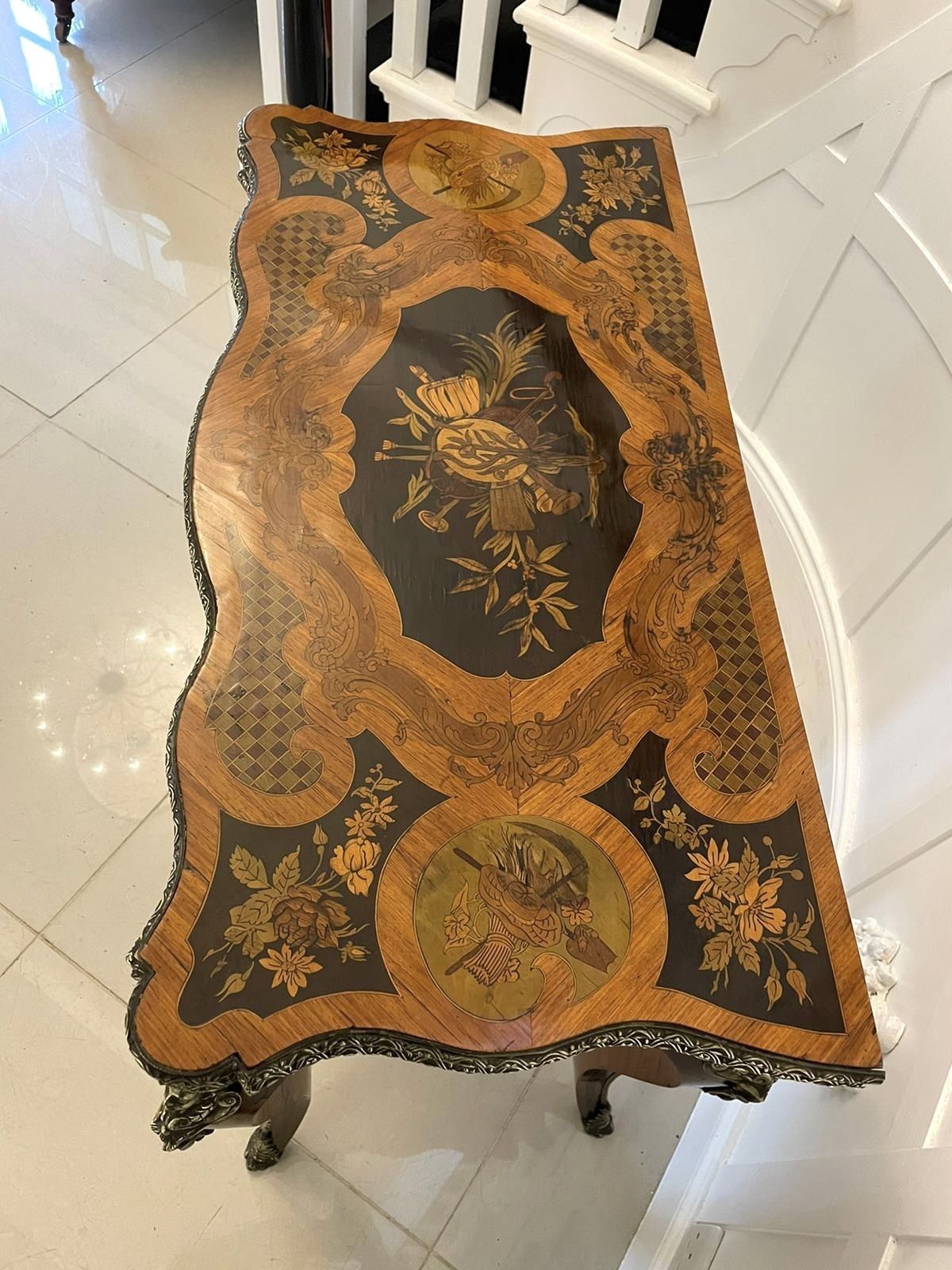 5650.0 Fine Quality Antique 19th Century French Kingwood Marquetry Inlaid Ormolu Mounted Card Table photo