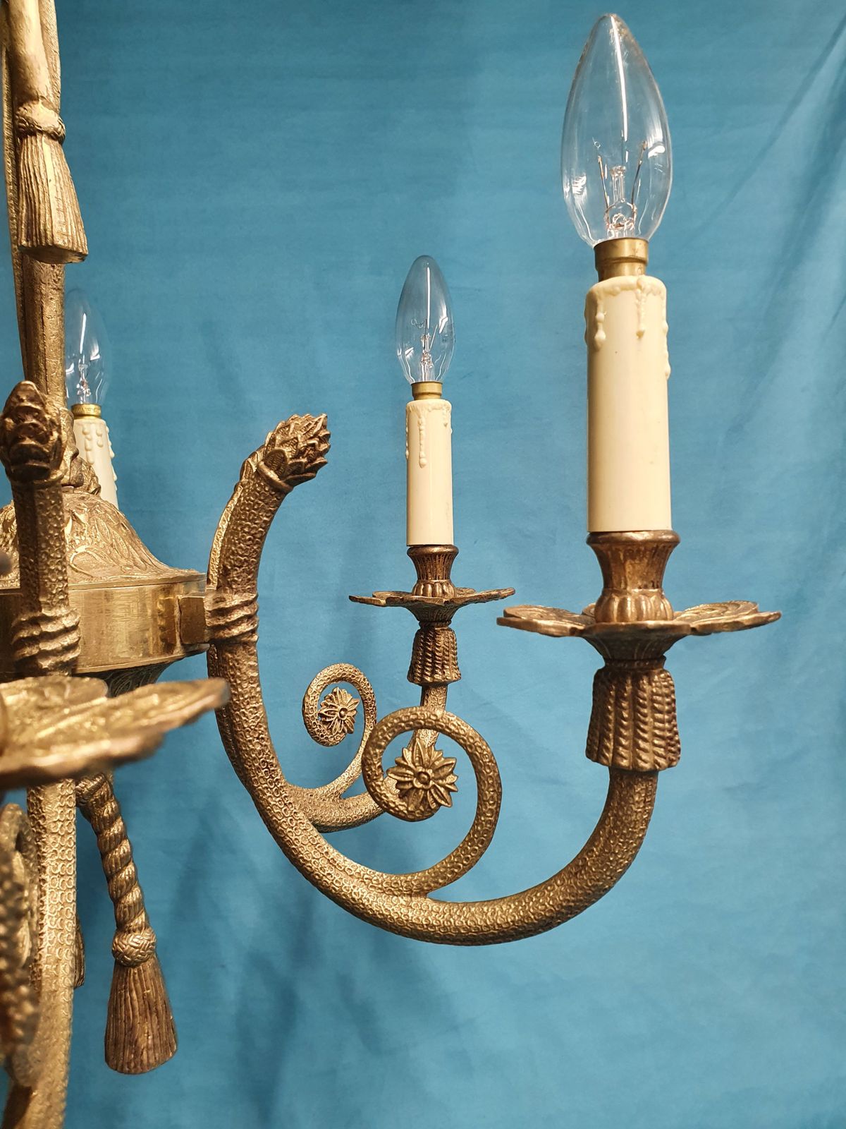 Second Half Of The 20th Century Brass Six Arm Chandelier photo vinterior