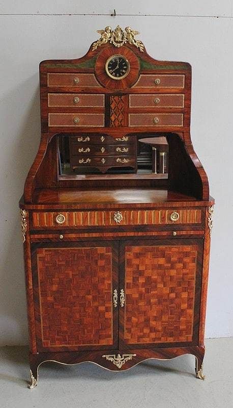 Small Cartonnier Buffet In Louis XV / Louis XVI Style Marquetry   Late 19th Century