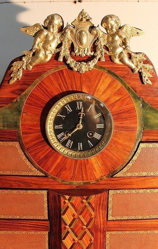 photo for sale Small Cartonnier Buffet In Louis XV / Louis XVI Style Marquetry   Late 19th Century