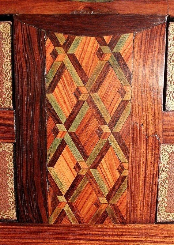 photo vinterior Small Cartonnier Buffet In Louis XV / Louis XVI Style Marquetry   Late 19th Century