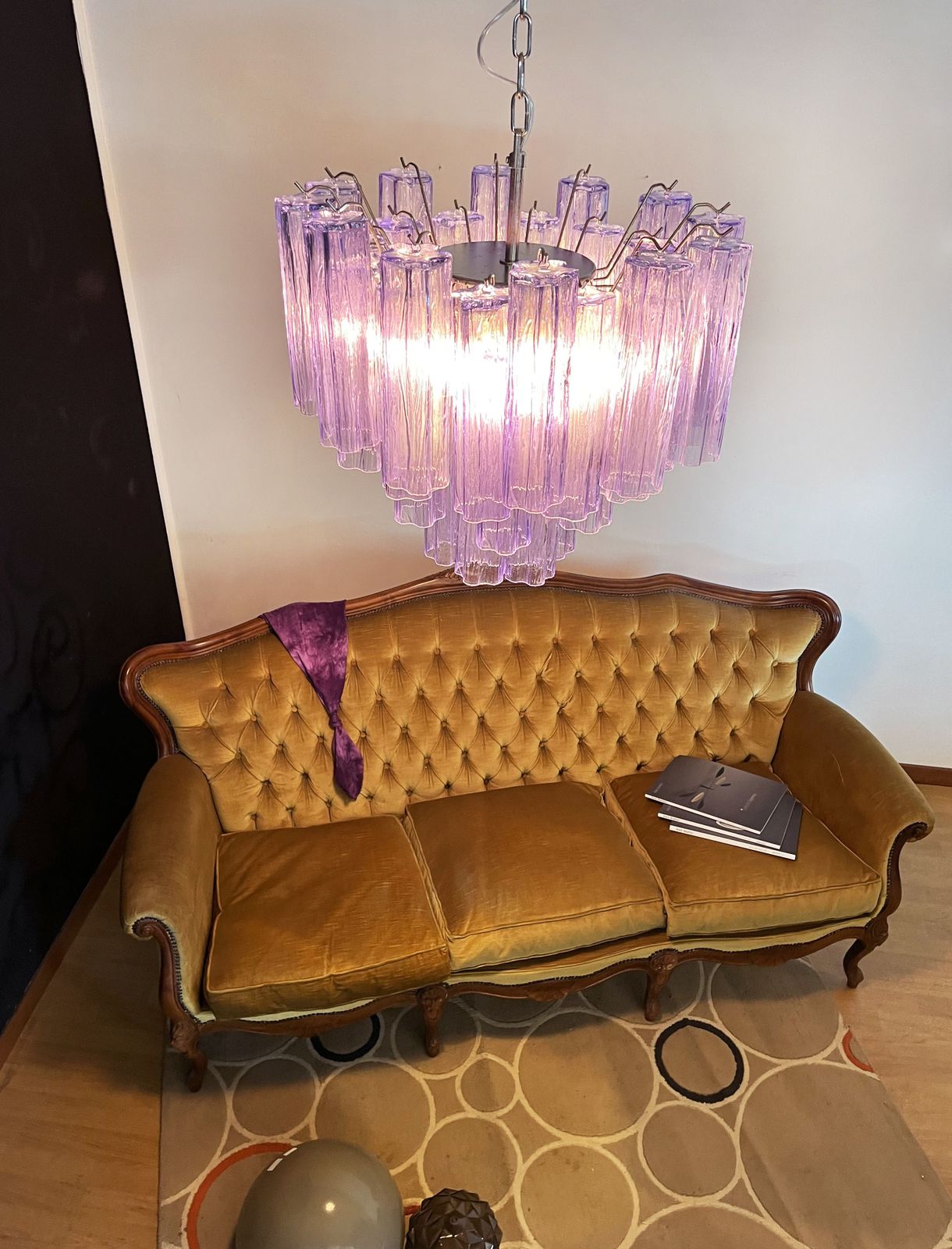 Fantastic Murano Glass Tube Chandelier   36 Amethyst Glass Tube photo Lighting