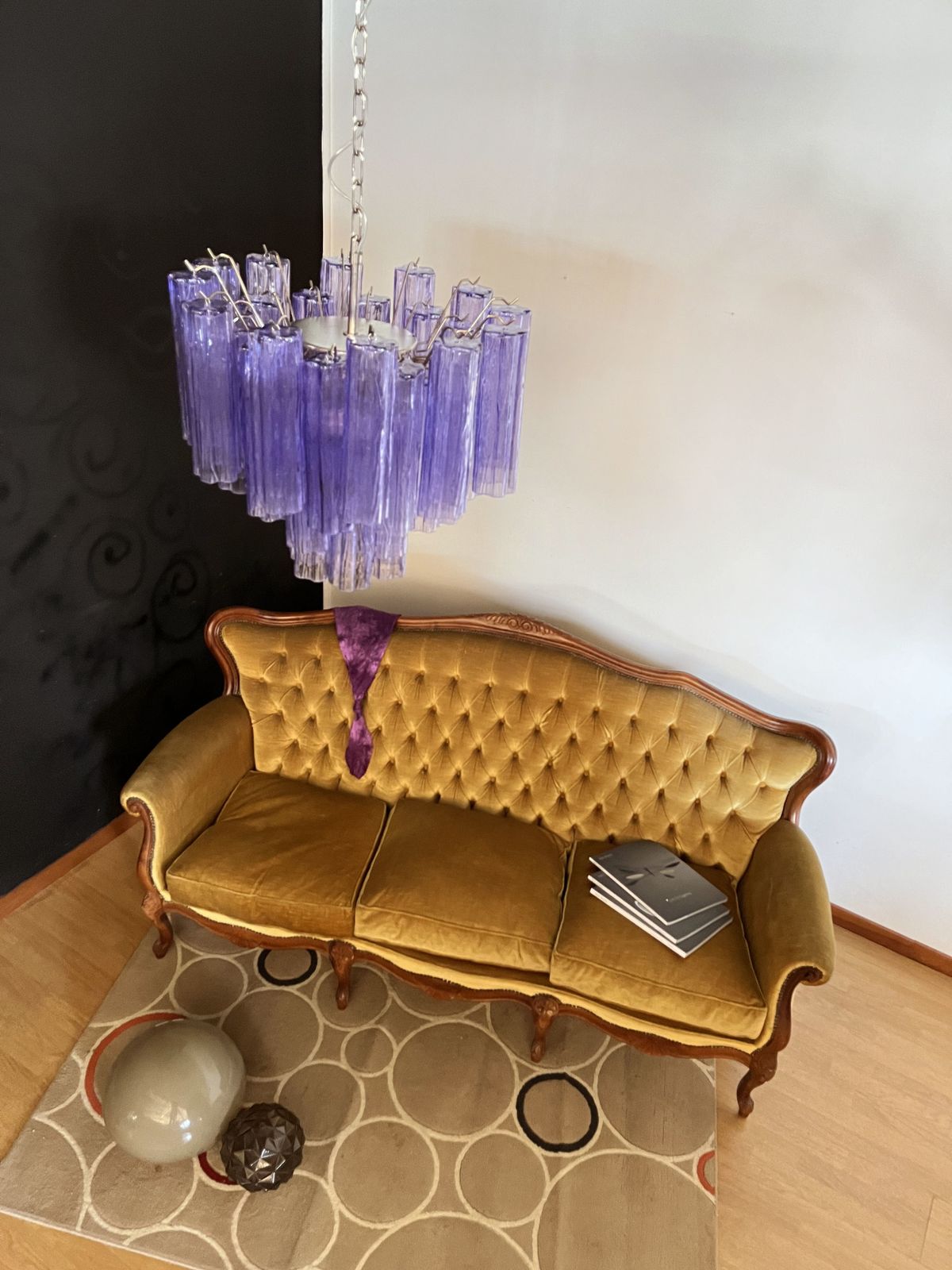 photo vintage Fantastic Murano Glass Tube Chandelier   36 Amethyst Glass Tube