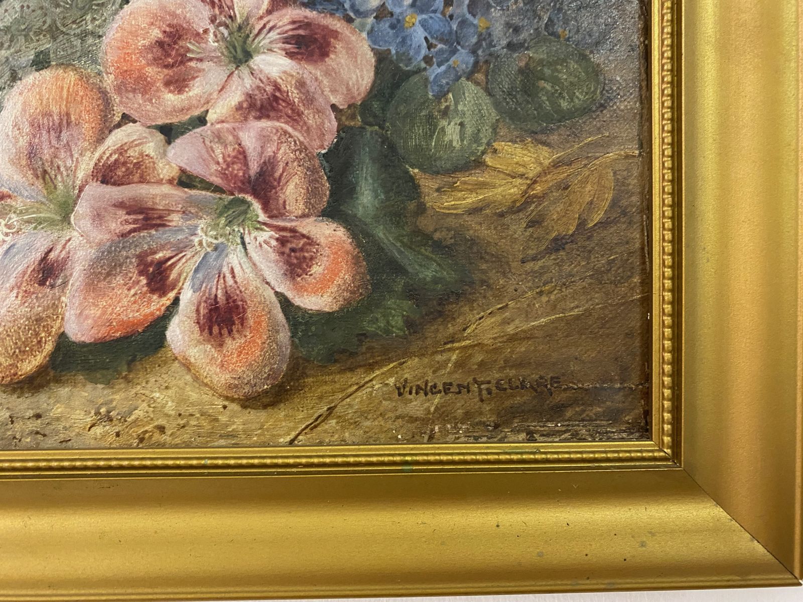 Botanical Still Life Oil On Canvas By Vincent Clare photo for sale