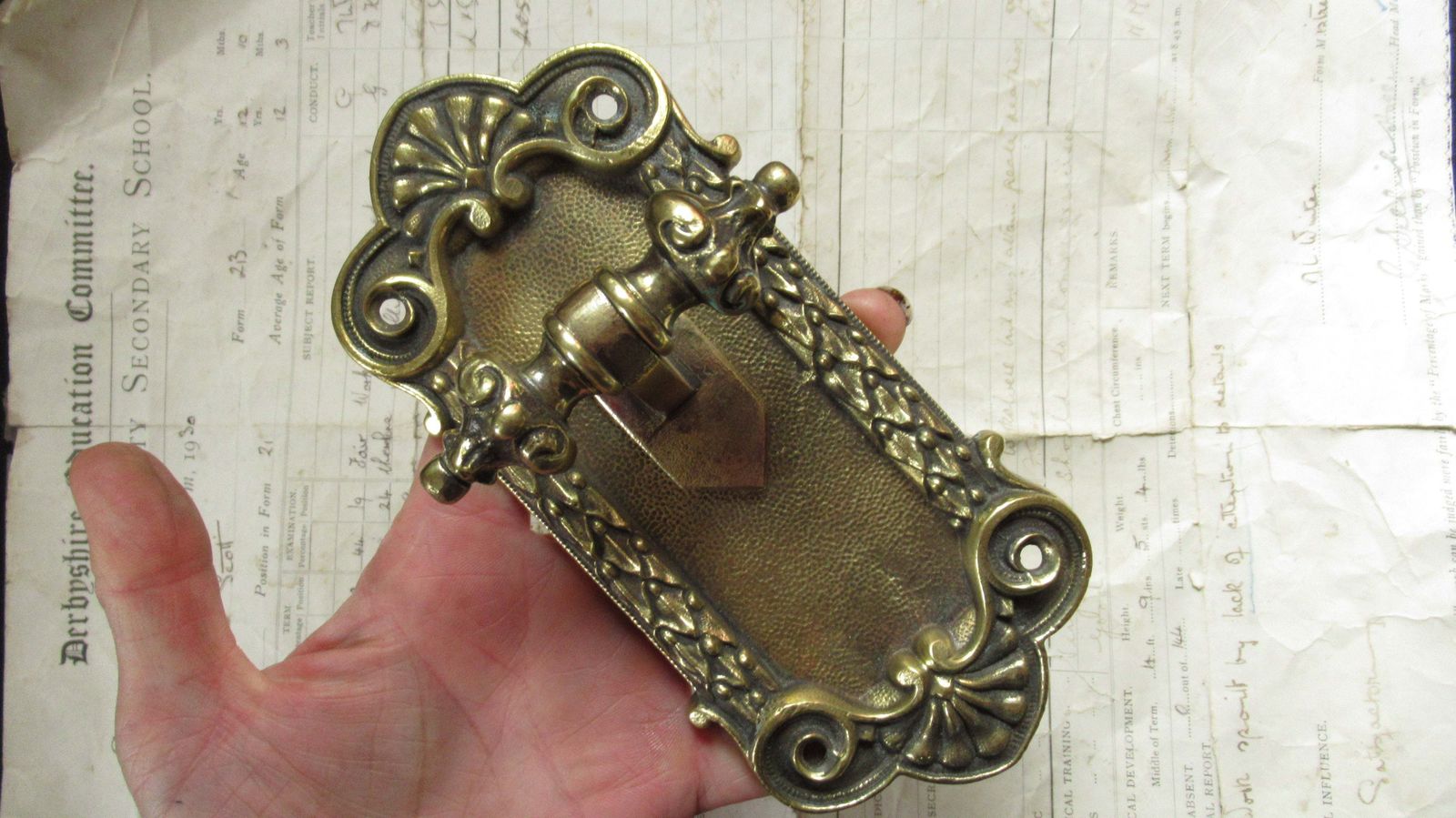 Ornate Scroll Brass Mechanical Door / Butler Bell Pull   Rococo photo furniture