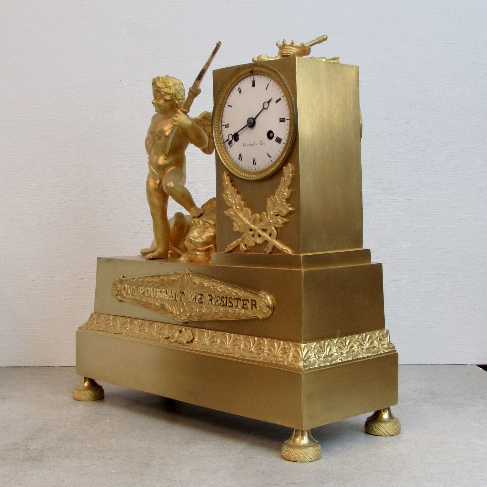 19th Century Ormolu Lion French Clock By Marchand A Paris photo Home Decor
