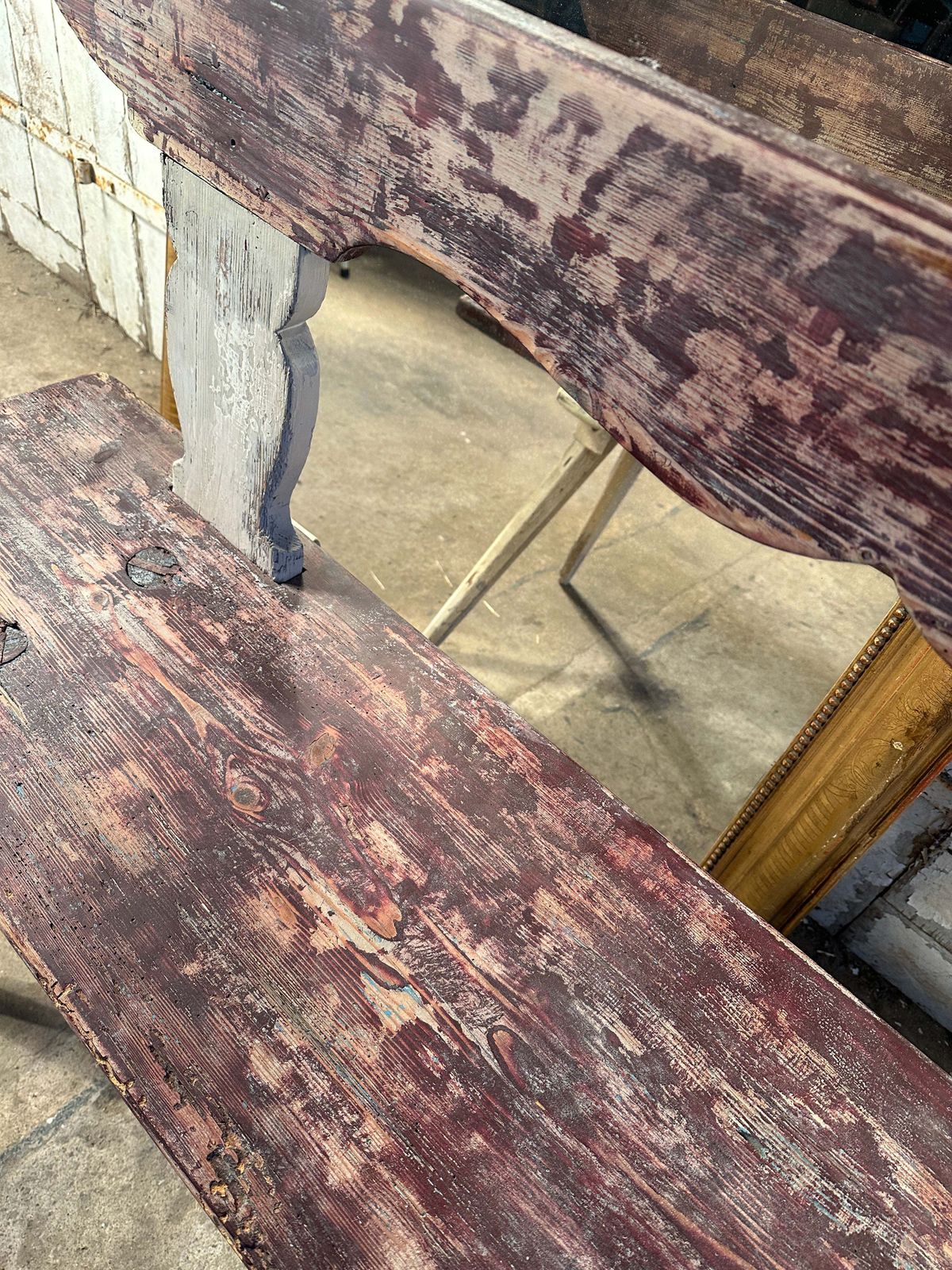 Beautiful Antique Swedish Gustavian Bench Original Dry Scraped Paintwork Circa 1800 photo buy