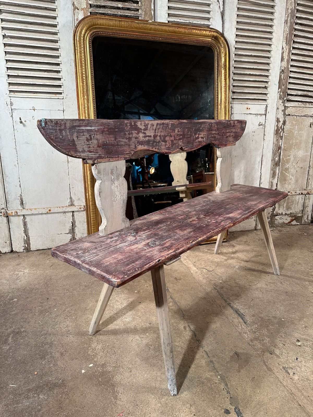 photo buy Beautiful Antique Swedish Gustavian Bench Original Dry Scraped Paintwork Circa 1800