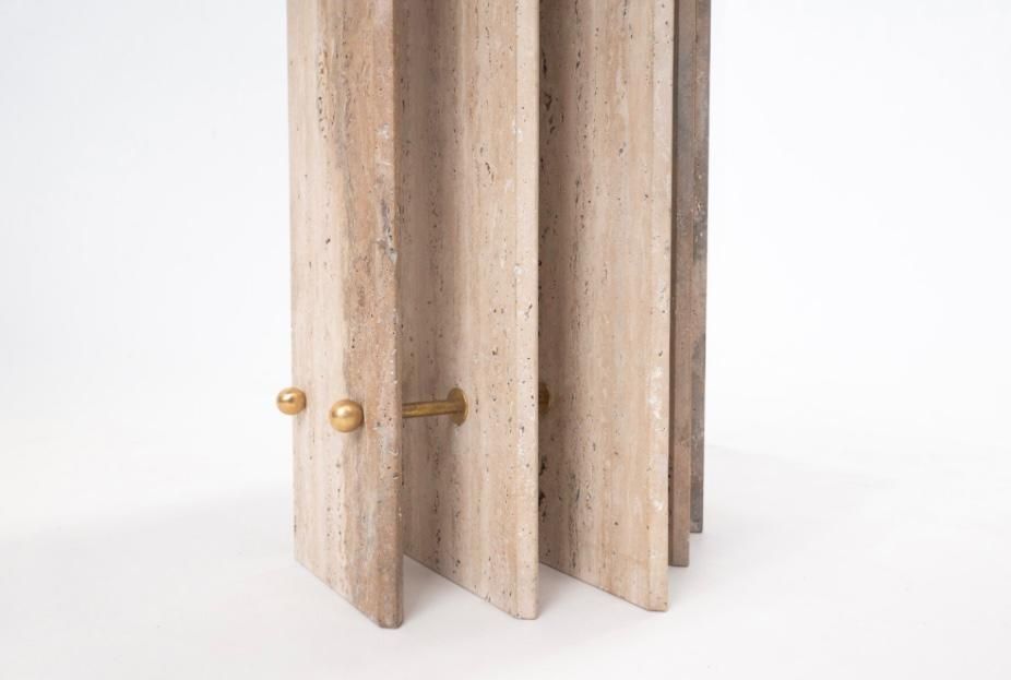 Pair Of Italian Mid Century Travertine Console Tables photo vinterior