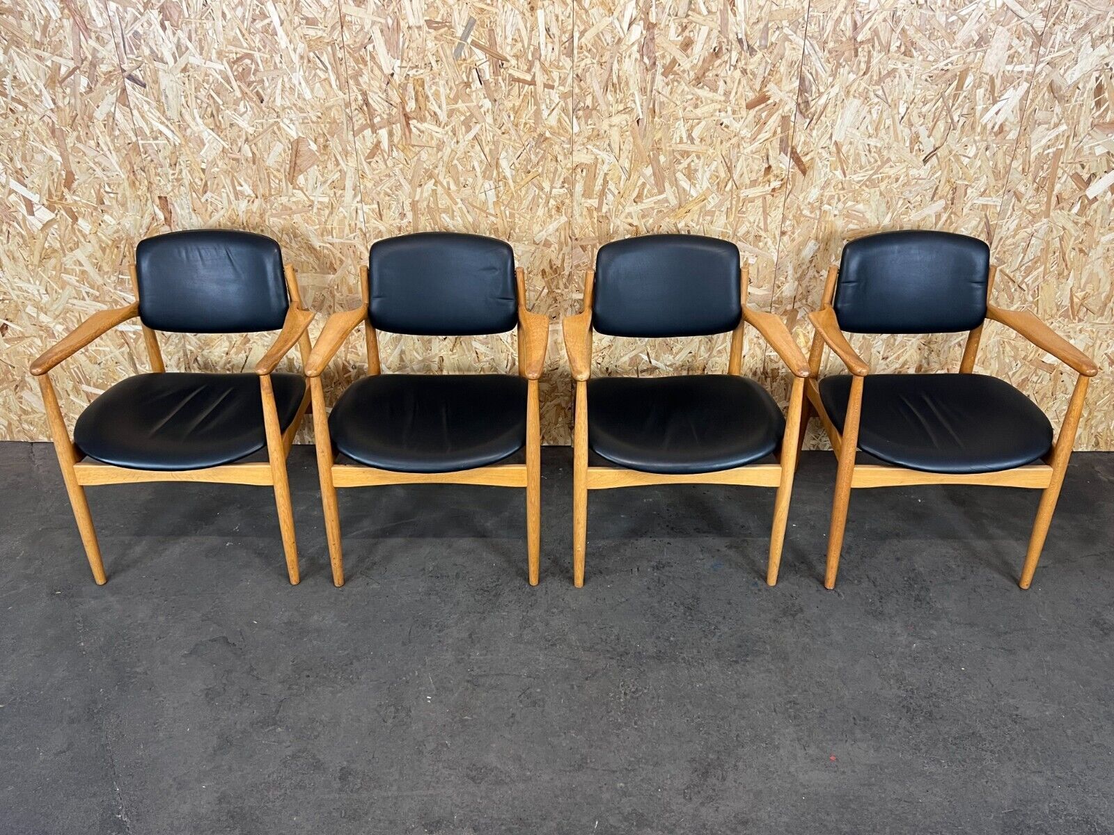 4x 60s 70s Dining Chair Arm Chair Danish Design Oak Denmark photo for sale