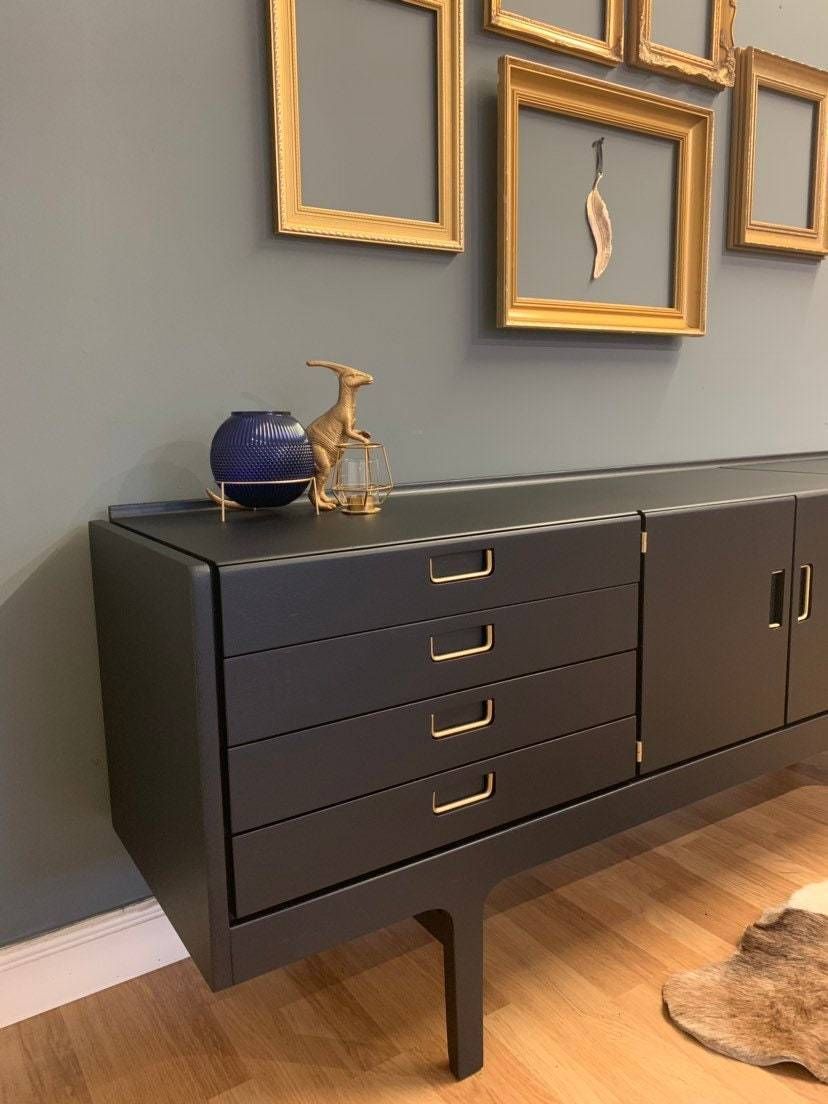 Professionally Painted Rare Meredew Teak Drinks Sideboard photo for sale