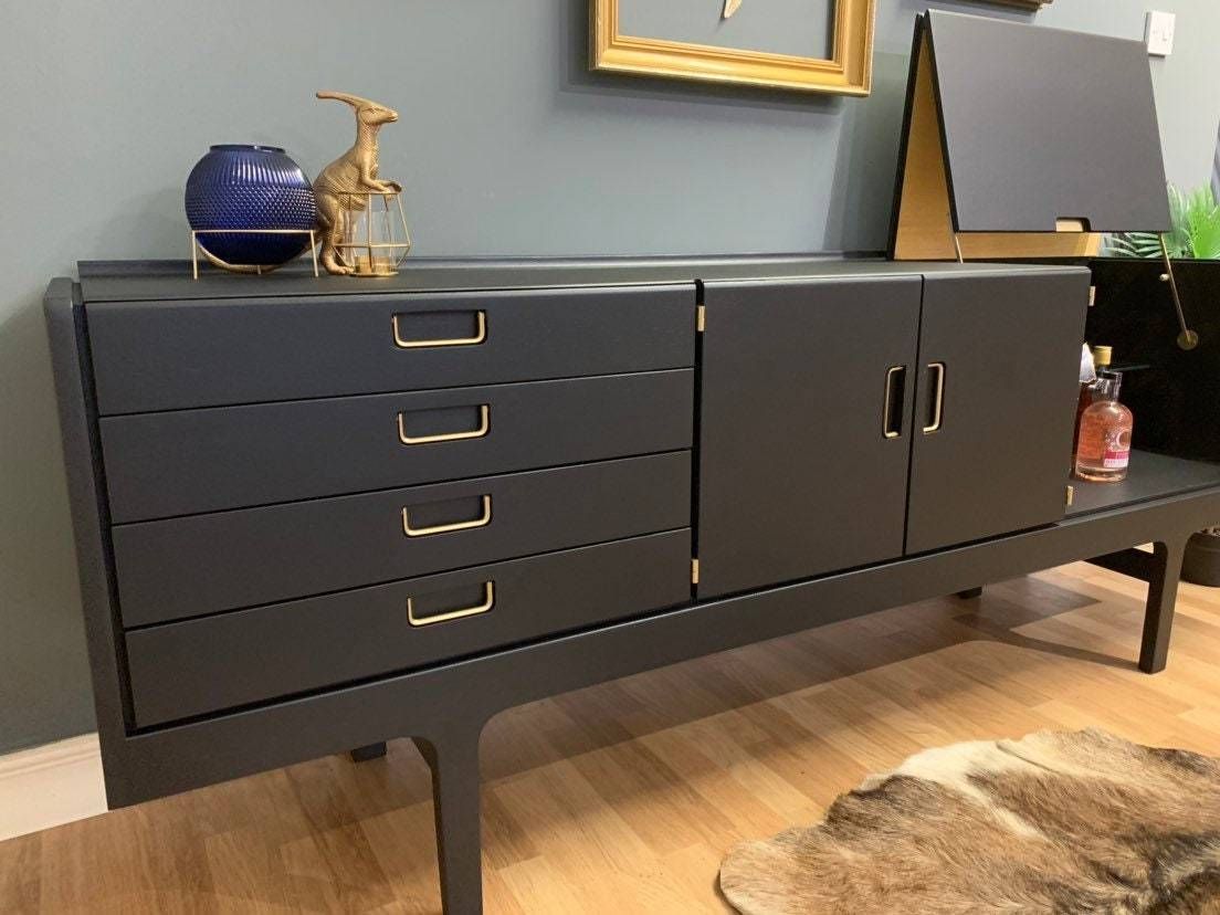 Professionally Painted Rare Meredew Teak Drinks Sideboard