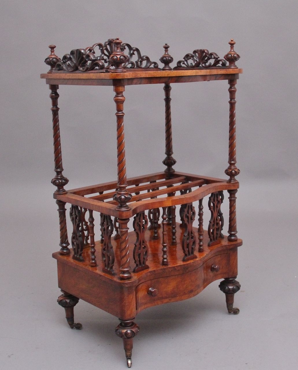 19th Century Burr Walnut Canterbury Of Serpentine Form photo for sale
