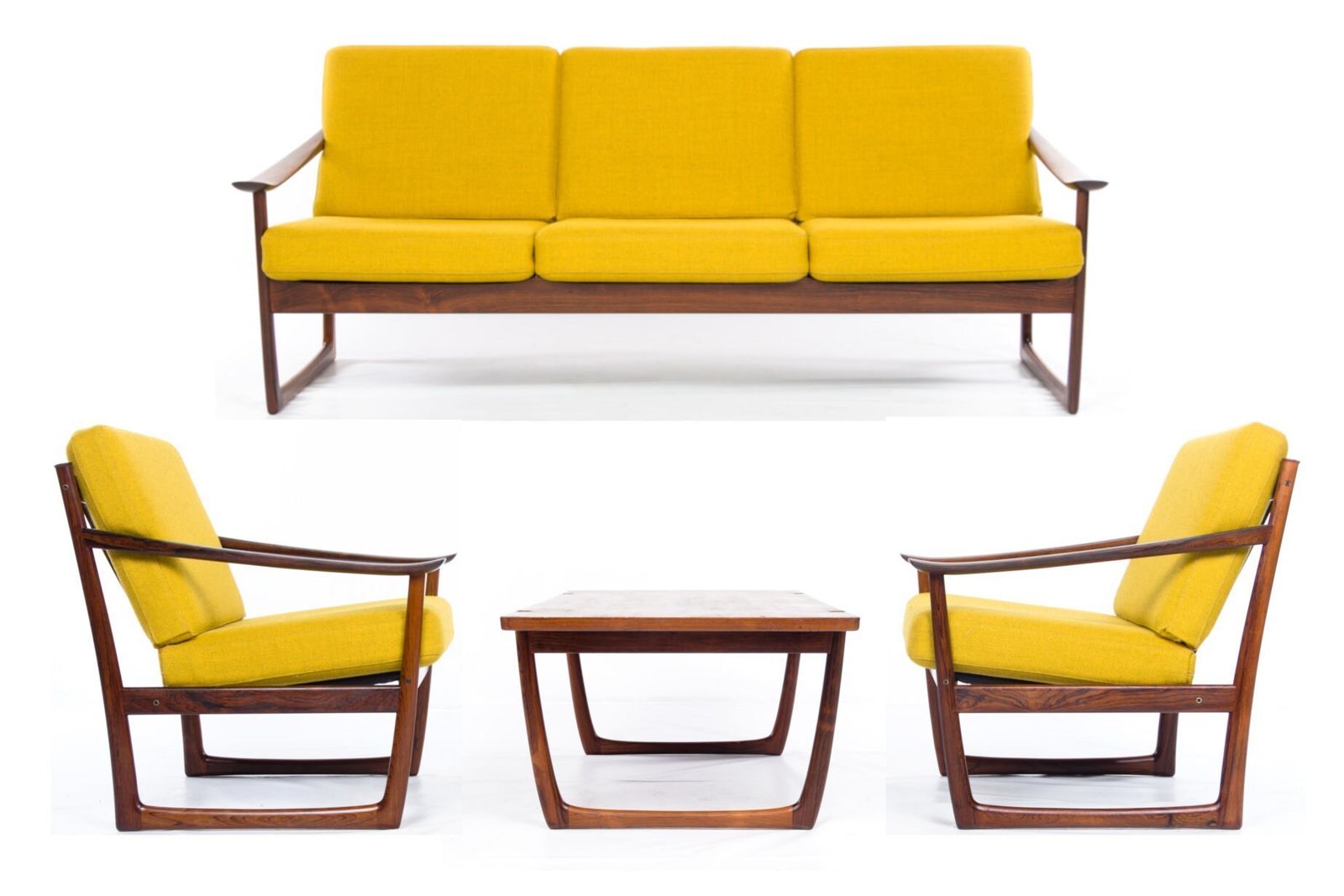 Rare Seating Group By Peter Hvidt For France Son. Rio Rosewood With Cites Reference Certificate. Mid Century, Vintage