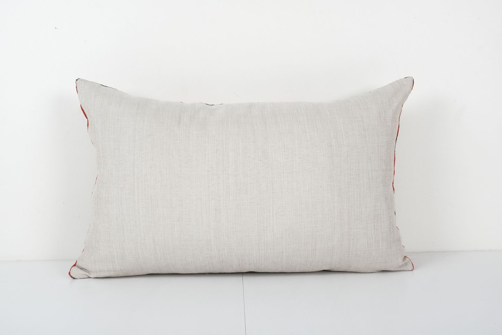 Red Silk Ikat Velvet Pillow Cover   Handloom Lumbar Designer Ikat Oblong Cushion 17'' X 26'' photo for sale