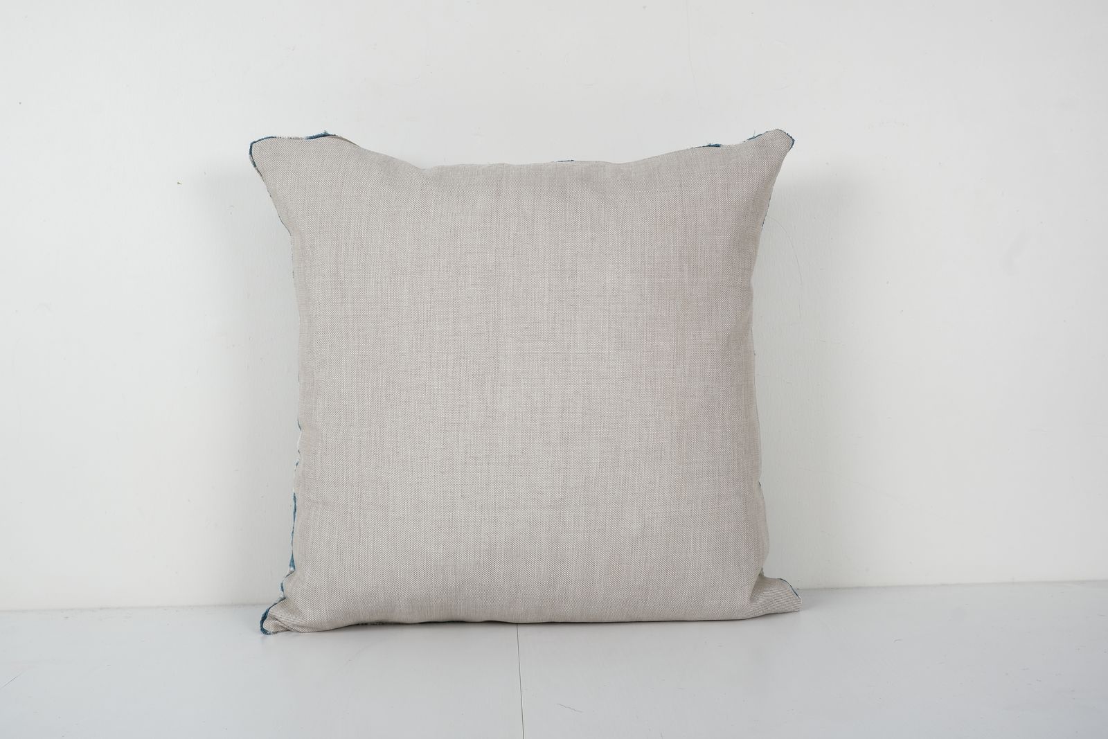Square Pale Blue Ikat Velvet Pillow, Silk White Polka Dot Velvet Cushion Cover, Boho Pillow 23'' X 23'' photo Textiles