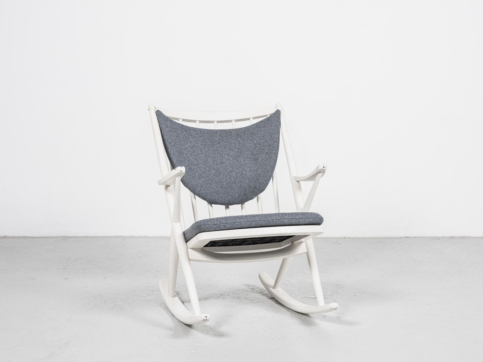 Midcentury Danish White Rocking Chair By Frank Reenskaug For Bramin 1960s
