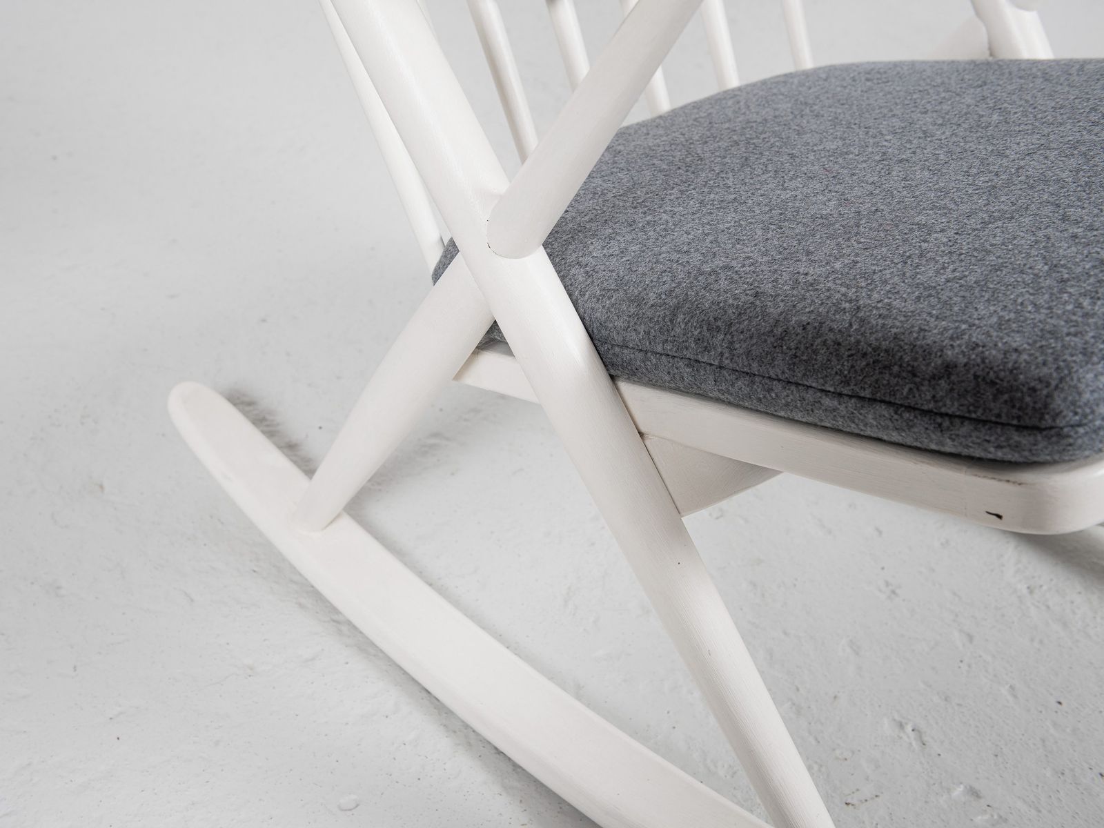 Midcentury Danish White Rocking Chair By Frank Reenskaug For Bramin 1960s photo buy