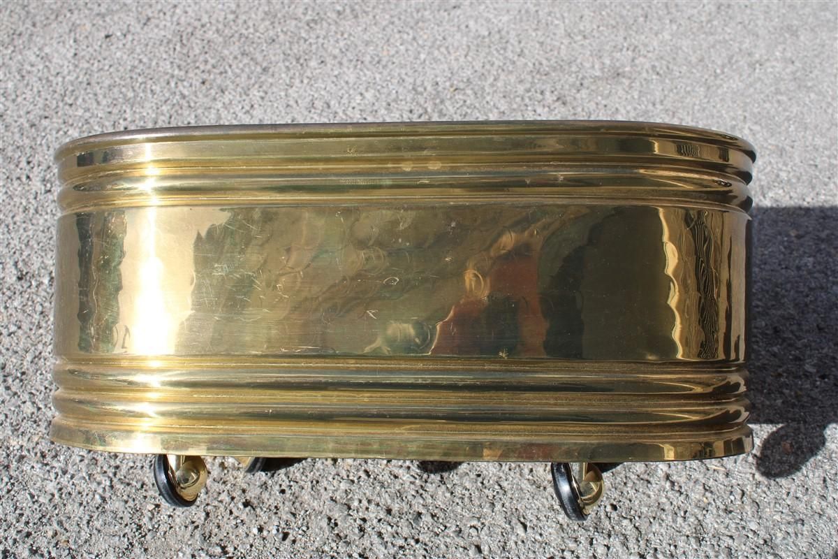 Oval Planter Holder In Solid Brass Italian Design 1970s Cachepot Jardiniere photo Home Decor