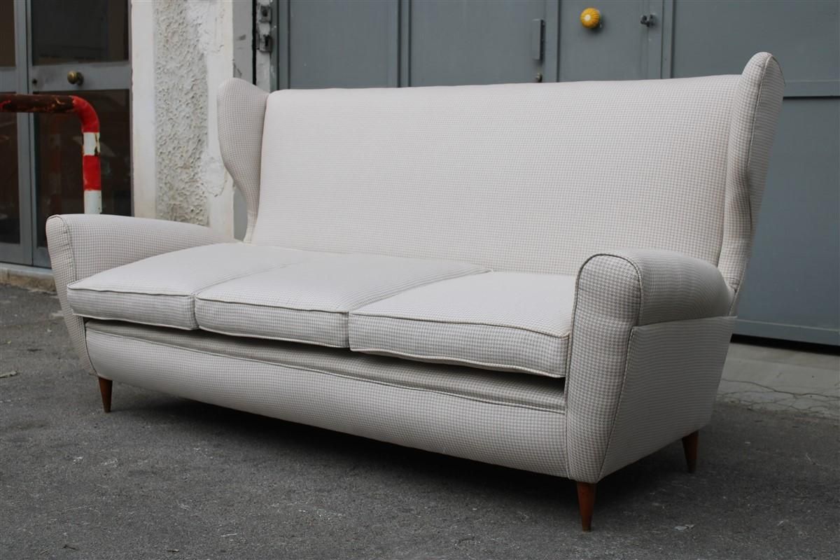 Paolo Buffa Mid Century Italian Sofà High Backrest 1950s Chanel Tessut Type photo for sale