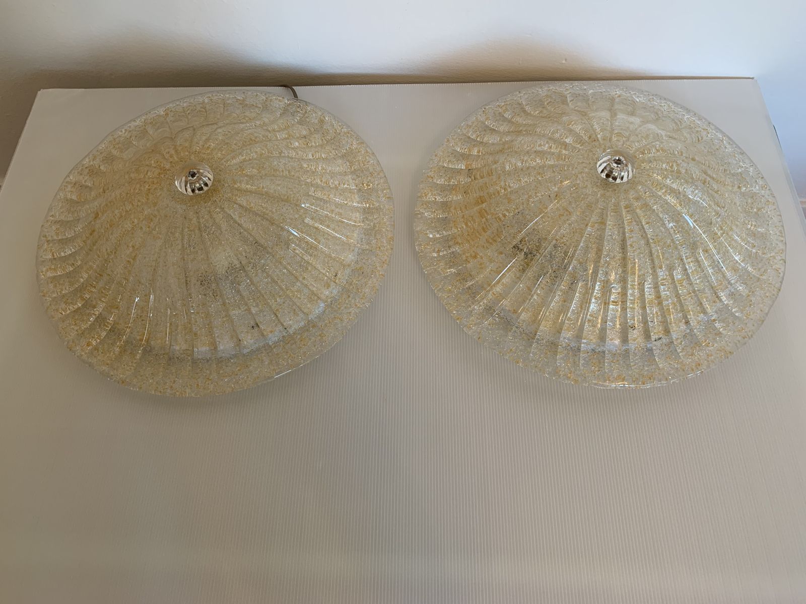 Lot Of 2 Impressive Murano Glass Sputnik Chandelier Flush Mount Like Mazzega Zuccheri Venini Barovier Style photo for sale