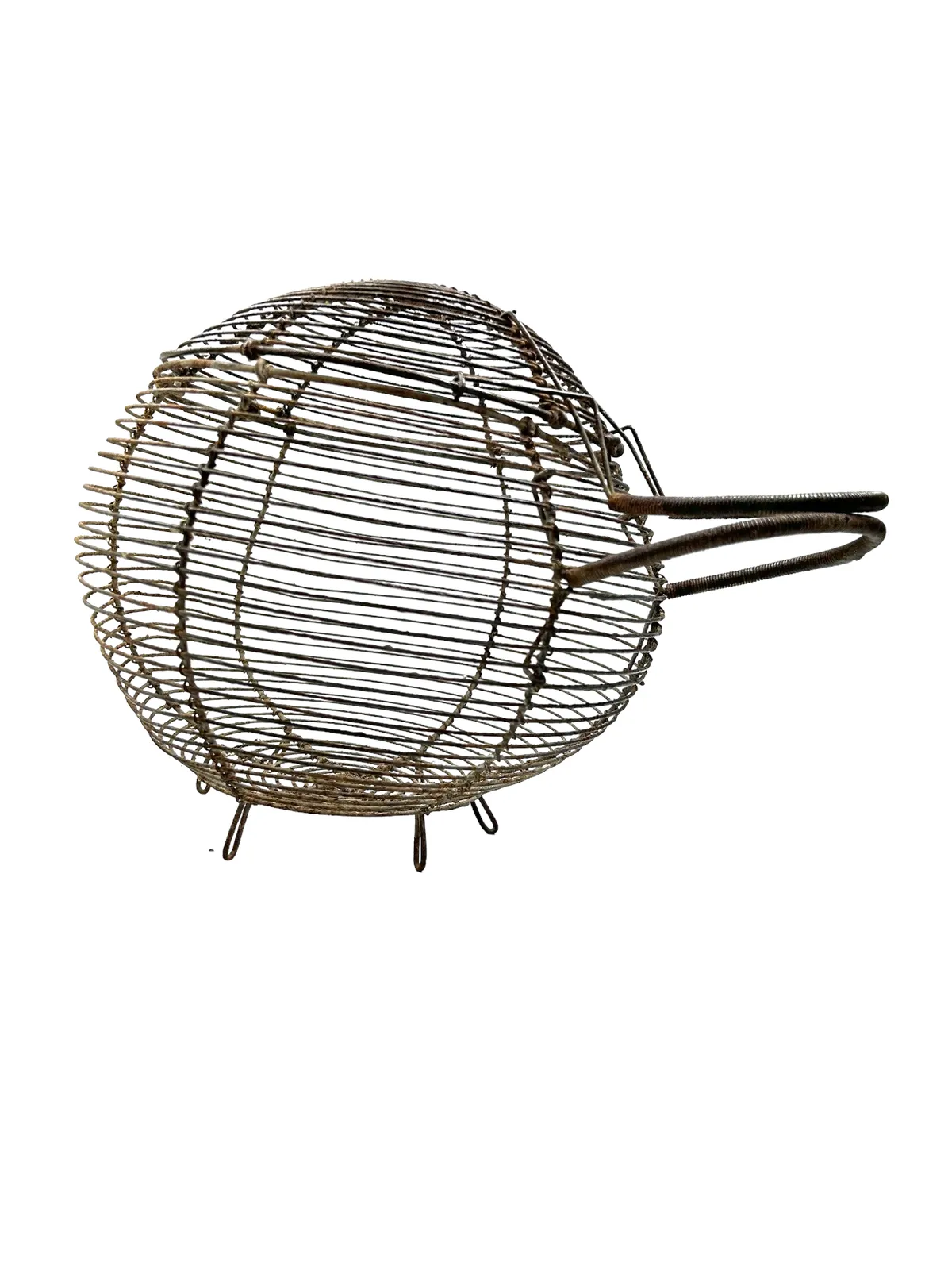 Very Rare Large Antique French Wire Egg Basket With Lid, Circa 1940 photo buy
