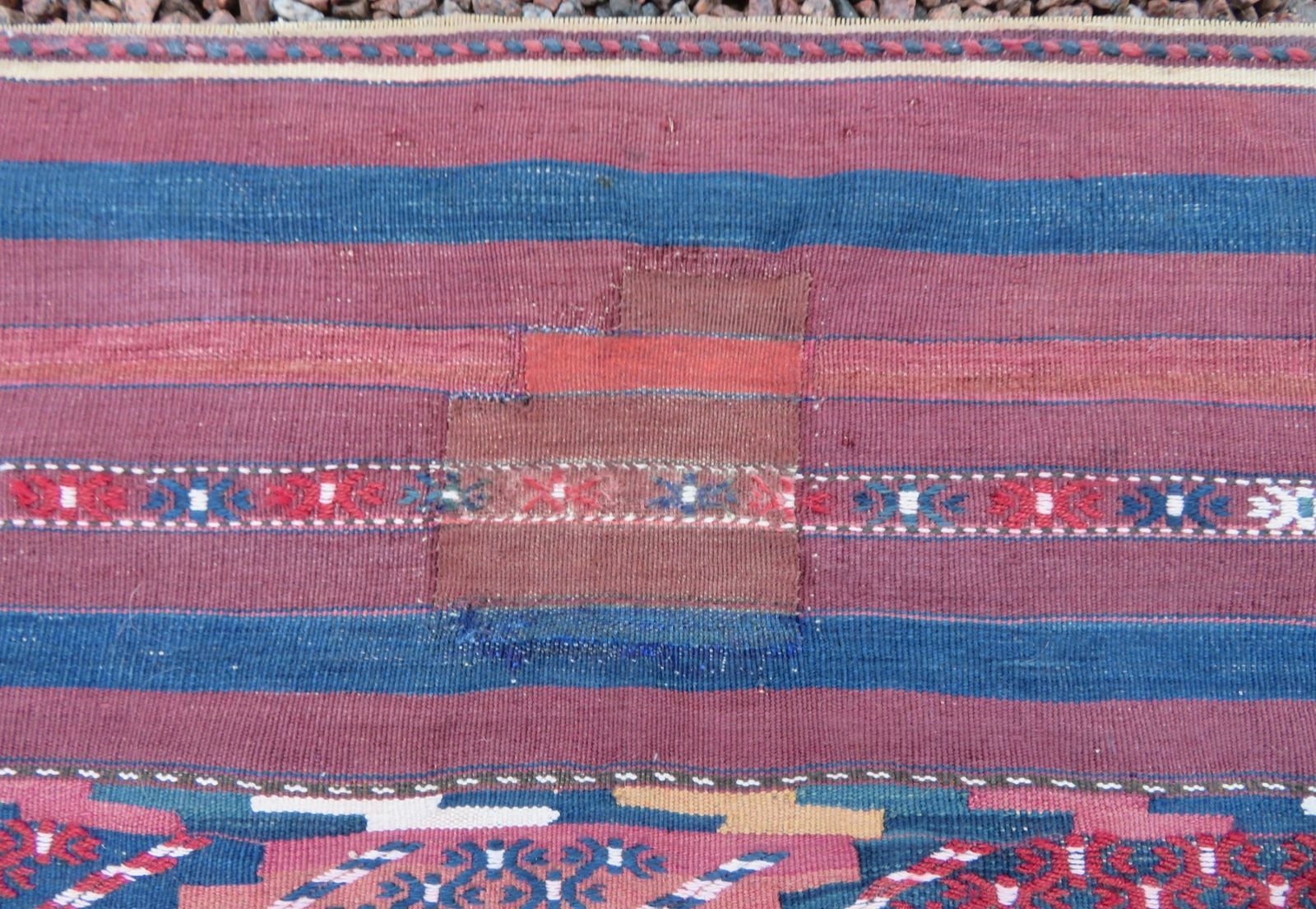 995.0 Rare Antique Tekke Turkmen Flat Weave Palas Kilim.Tekke Tribes Of Turkmenistan.Cicim Technique.283cm X 145cm. photo