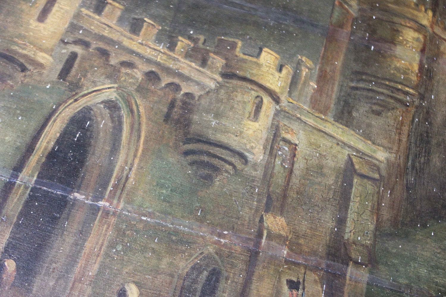 An 18thc English Provincial School Oil On Panel Of Windsor Castle; Horton Lodge, Windsor, Berkshire C.1770 photo vintage