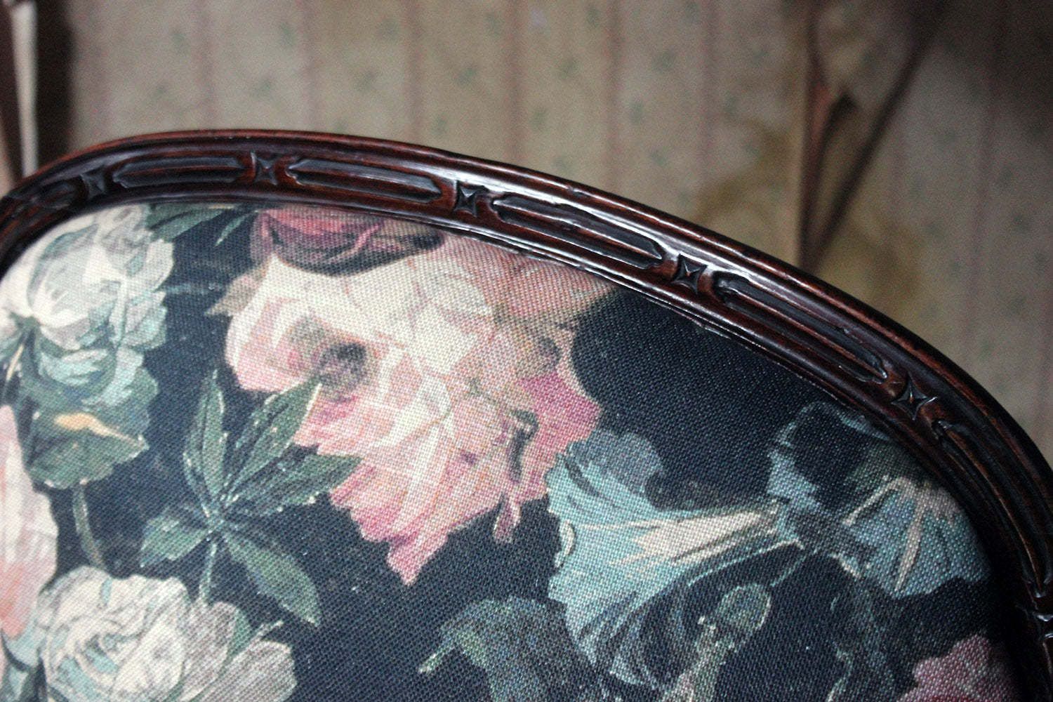 photo buy A George III Chinese Chippendale Mahogany & Upholstered Open Armchair C.1780