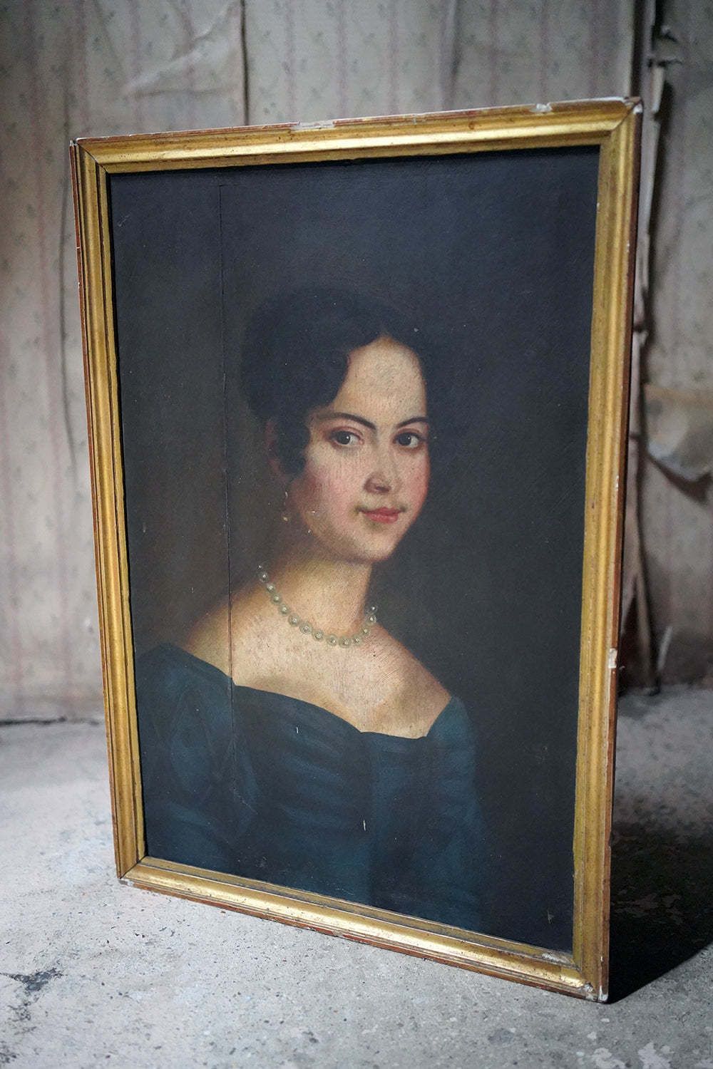 An Early 19thc French School Oil On Board Portrait Of A Lady C.1830 photo furniture