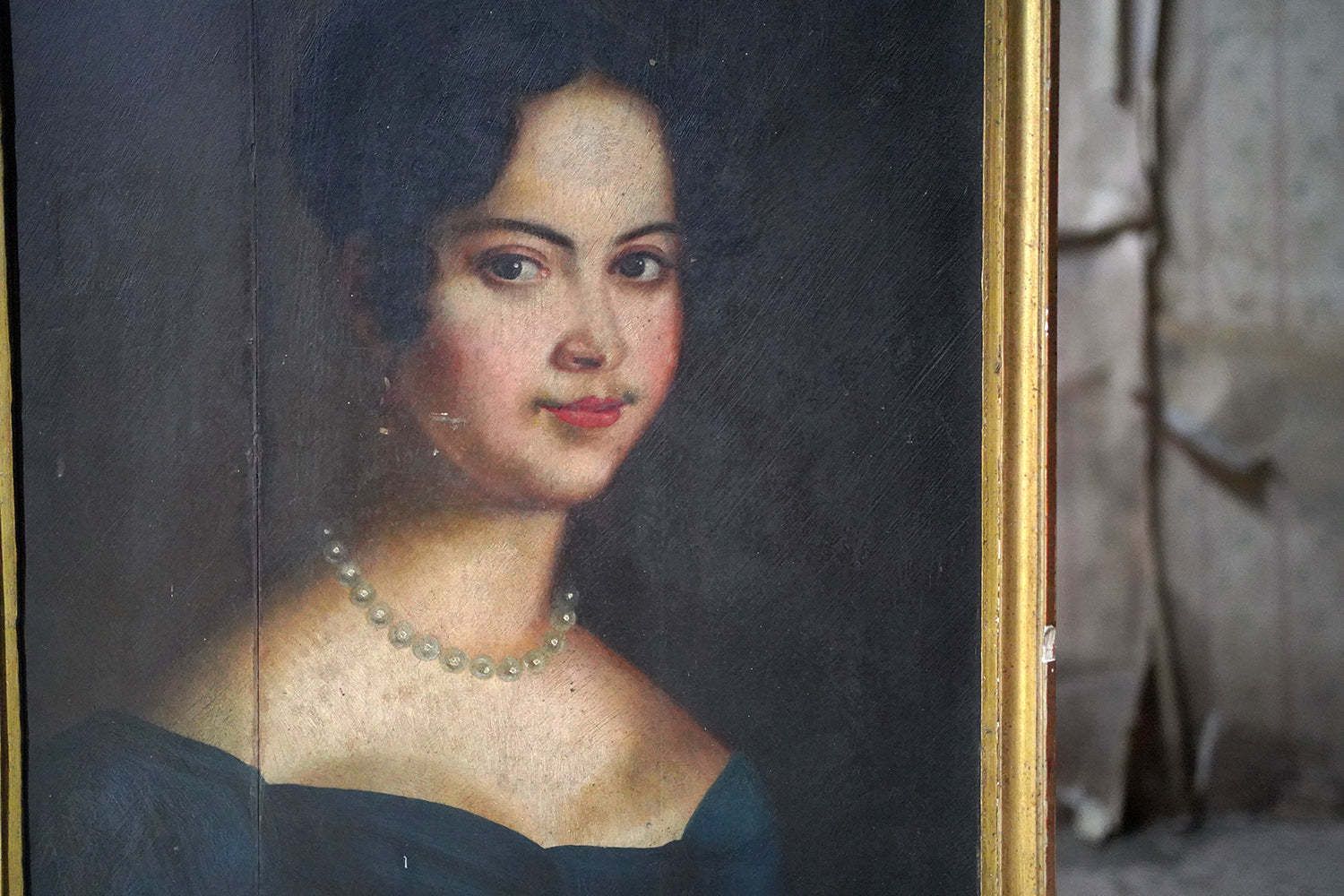 An Early 19thc French School Oil On Board Portrait Of A Lady C.1830 photo vintage