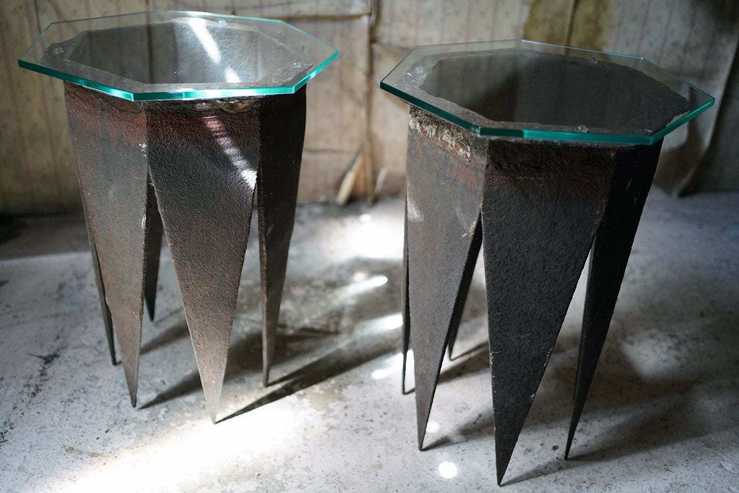 A Pair Of Early 19thc Cast Iron Chimney Tops As Side Tables photo buy