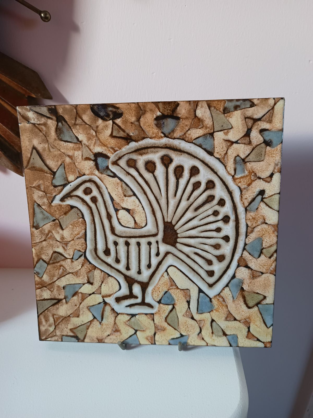 French Art Pottery Large Handpainted Tile Robert Perot Le Vieux Moulin Vallauris C1958 Capron Ruelland Jouve Chambost